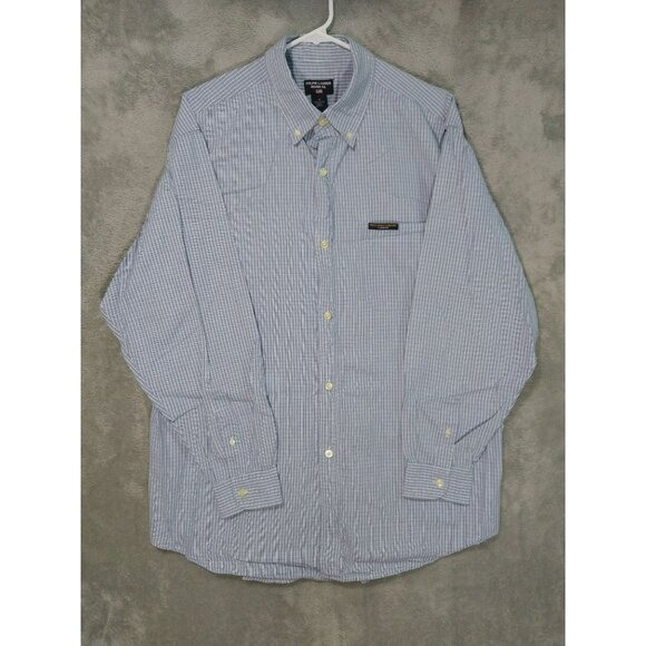 Ralph Lauren Jeans Co Shirt Mens Medium Blue Plaid Long Sleeve Button Down - Picture 1 of 8